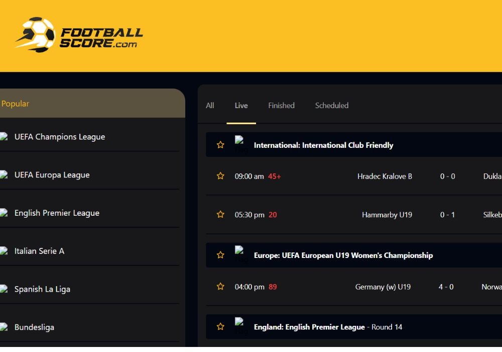 FootballScore.com Your Ultimate Source for Live Football Scores and Match Outcomes